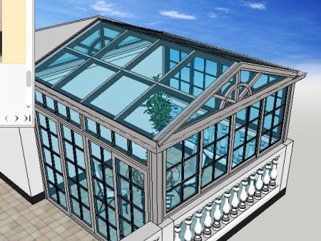 别墅尖顶阳光房断桥铝门窗隔音隔热玻璃房