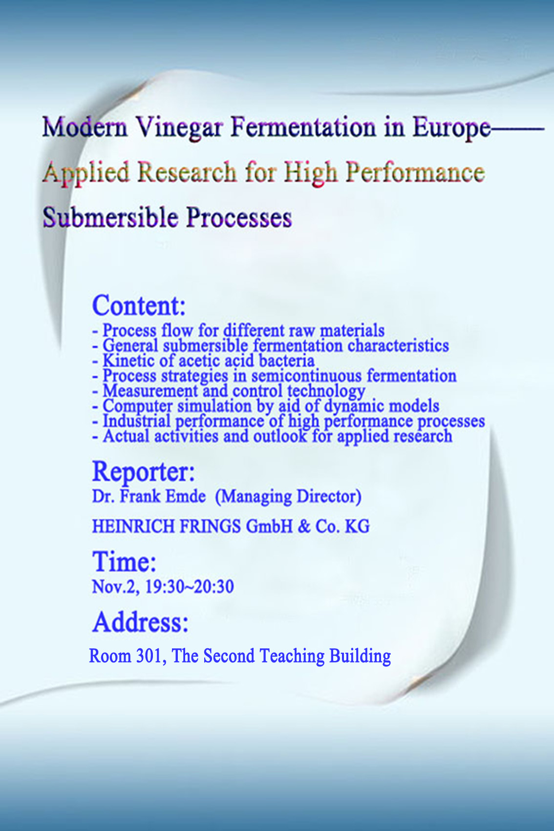 福林斯常務(wù)董事在華中農(nóng)業(yè)大學(xué)講座