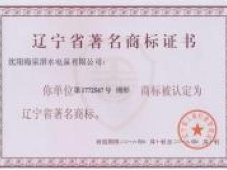 辽宁省著名商标证书