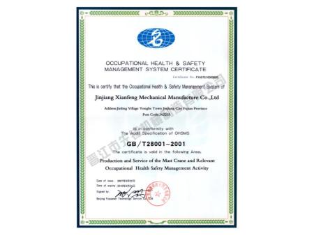 职业健康安全管理证书（英文）