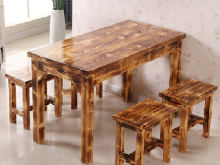 火烧木长条桌椅