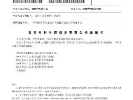 发明专利申请初步审查合格通知书