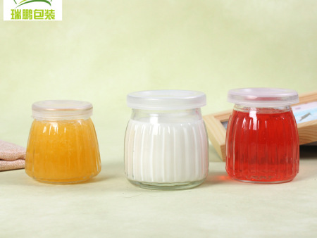 竖条纹布丁瓶塑料盖密封酸奶慕斯瓶果冻杯耐高温烘焙模具定制