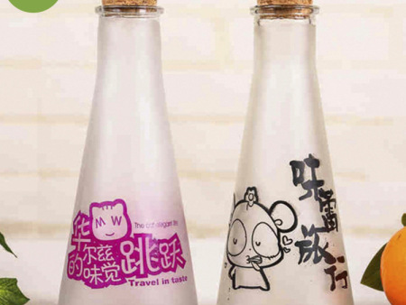 厂家直销冷泡茶玻璃玻璃瓶 锥形饮料瓶奶茶瓶磨砂锥形瓶可加LOGO