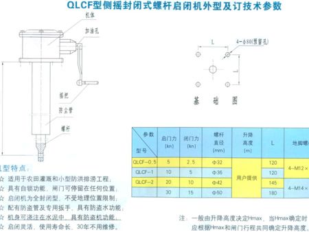 QLCF封閉系列側(cè)搖螺桿啟閉機(jī) QLCF封閉系列側(cè)搖螺桿啟閉機(jī)