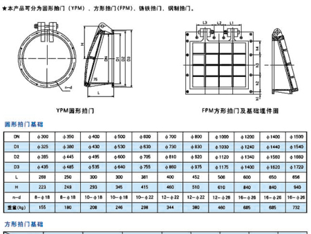 YPM(FPM)鑄鐵拍門系列 YPM(FPM)鑄鐵拍門系列