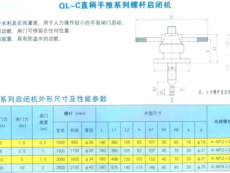 QL-C直柄手推系列螺桿啟閉機(jī) QL-C直柄手推系列螺桿啟閉機(jī)