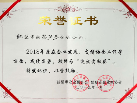 2018年度企业突出贡献奖 2018年度企业突出贡献奖