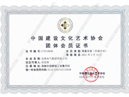 中国建设文化艺术协会团体会员证书