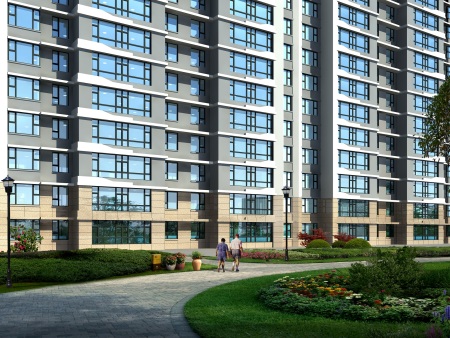 效果图公司石材楼米色光面