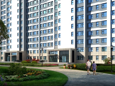 效果图公司石材楼浅米色