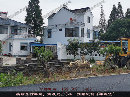 牧童騎牛雕塑