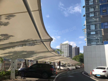 膜結構停車棚七字形攀枝花工地完工