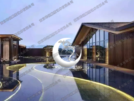 地產小區雕塑_月亮與飛鳥雕塑