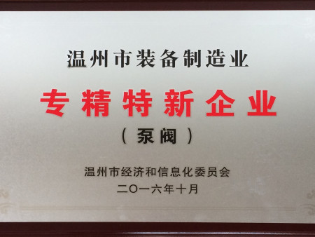 2016温州市装备制造业专精特新企业