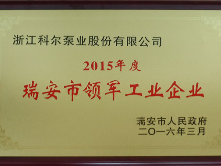 2016年瑞安市领军工业企业