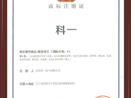 商标注册证 科一 商标注册证 科一