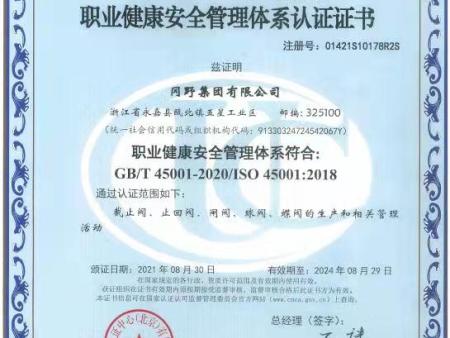 职业健康安全管理体系认证