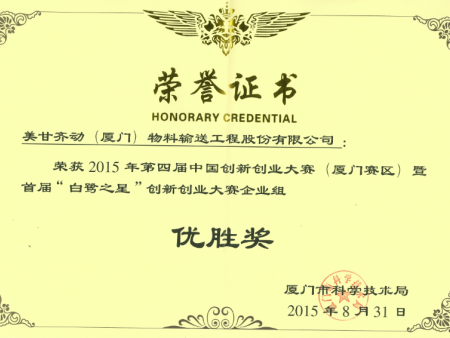 第四届中国创新大赛厦门赛区优胜奖