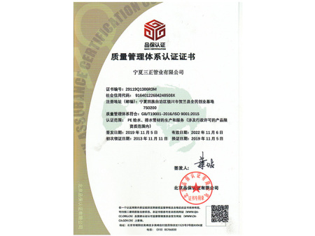 質(zhì)量管理體系認(rèn)證證書2 質(zhì)量管理體系認(rèn)證證書2
