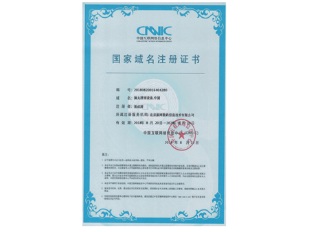 国家域名注册证书