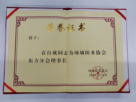 袁自成榮譽(yù)證書(shū)