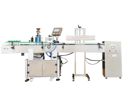 定位圓瓶貼標(biāo)機+鋁箔封口機