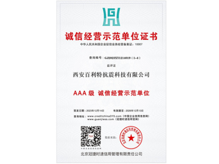 诚信经营示范单位证书