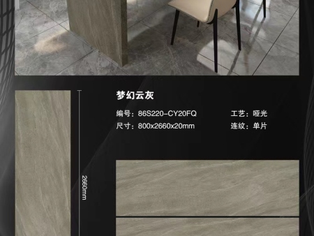 长2600mm宽800mm厚20mm颗粒通体岩板