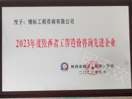 2023陜西省工程造價咨詢先進企業(yè)