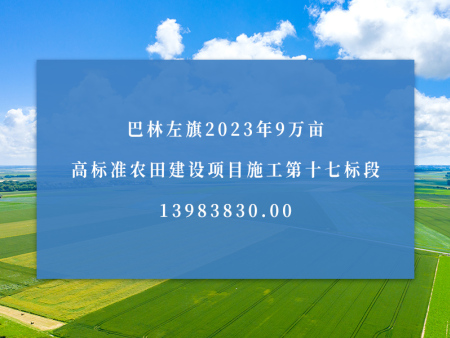巴林左旗2023年9万亩高标准农田建设项目施工第十七标段