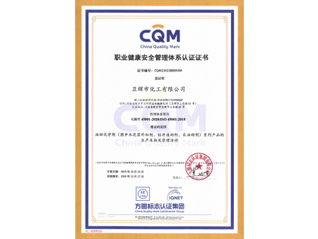 職業(yè)健康安全管理體系認(rèn)證證書（中文）