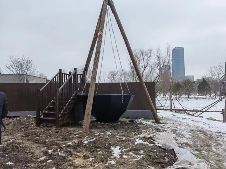 烧柴火营地洗澡锅