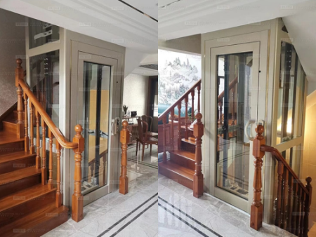 Gold Frame Home Glass Sightseeing Elevator