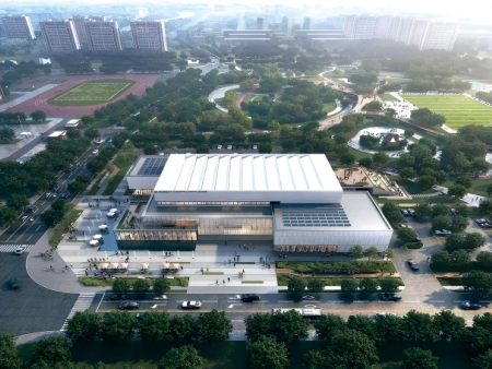 08东营区全民健身中心项目 建筑面积:18640㎡ 结构形式:钢框架、大跨桁架 用钢量:3400吨 08东营区全民健身中心项目 建筑面积:18640㎡ 结构形式:钢框架、大跨桁架 用钢量:3400吨