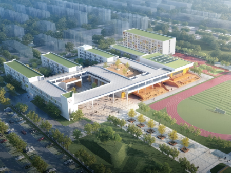 01海昌小学项目 建筑面积:31000㎡ 结构形式:钢框架、网架 用钢量:4100吨 01海昌小学项目 建筑面积:31000㎡ 结构形式:钢框架、网架 用钢量:4100吨