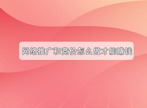 网络推广和竞价怎么做才能赚钱？