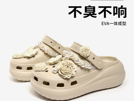 5792   玫瑰花珍珠链女洞洞鞋35-40