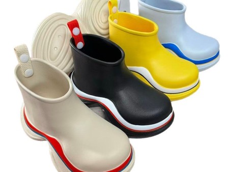 5898 厚底增高描漆雨靴女款34-41