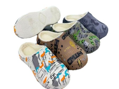 5907 厚底男士水转印棉拖40-45