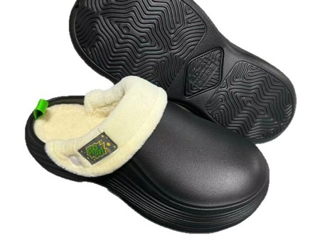  5904 线条翻毛厚底棉拖鞋男40-45