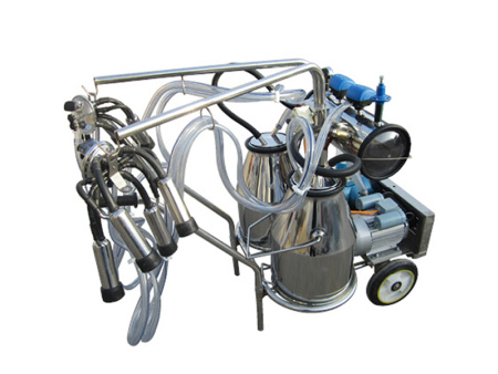 YZ-Ⅲ Vacuum Pump-typed Double-barreled Mobile Miliking Machine With Stainless Steel Shelf for Cows