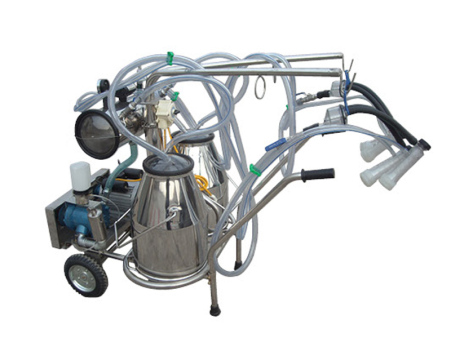 Preparation work of mobile milking machine before milking