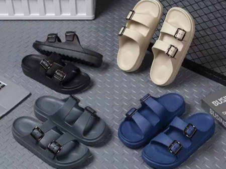 6352 双排扣厚底一字拖男女36-45