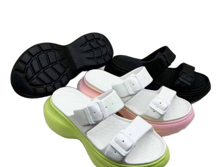 6427   鱼嘴双排扣双色一字拖女增高36-41