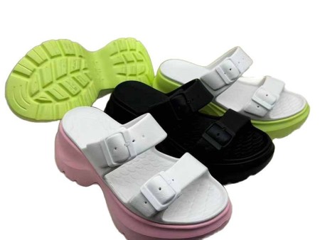 6423 女款鱼嘴双色双排扣一字拖36-41