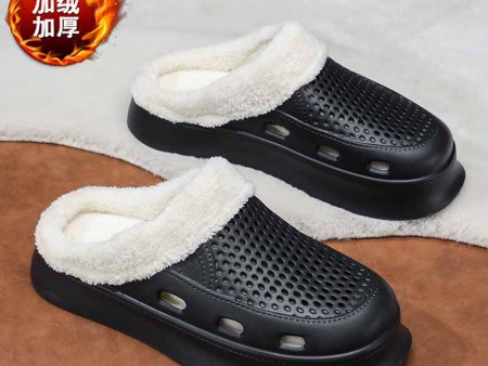 6450 男款网面透气翻毛厚底棉拖鞋38-45