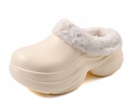 6475 翻毛厚底增高单色棉拖鞋女36-41