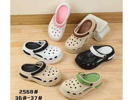 6545 带饰扣双色增高洞洞鞋女36-41