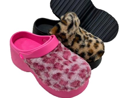  6597 豹纹坡跟增高洞洞鞋女36-41